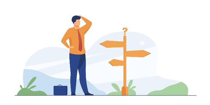 support et assistance chez ouiddoo image illustrant homme qui cherche sa direction